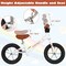 12 Inch Toddler Balance Bike with Height Adjustable Handlebar and Seat-Red